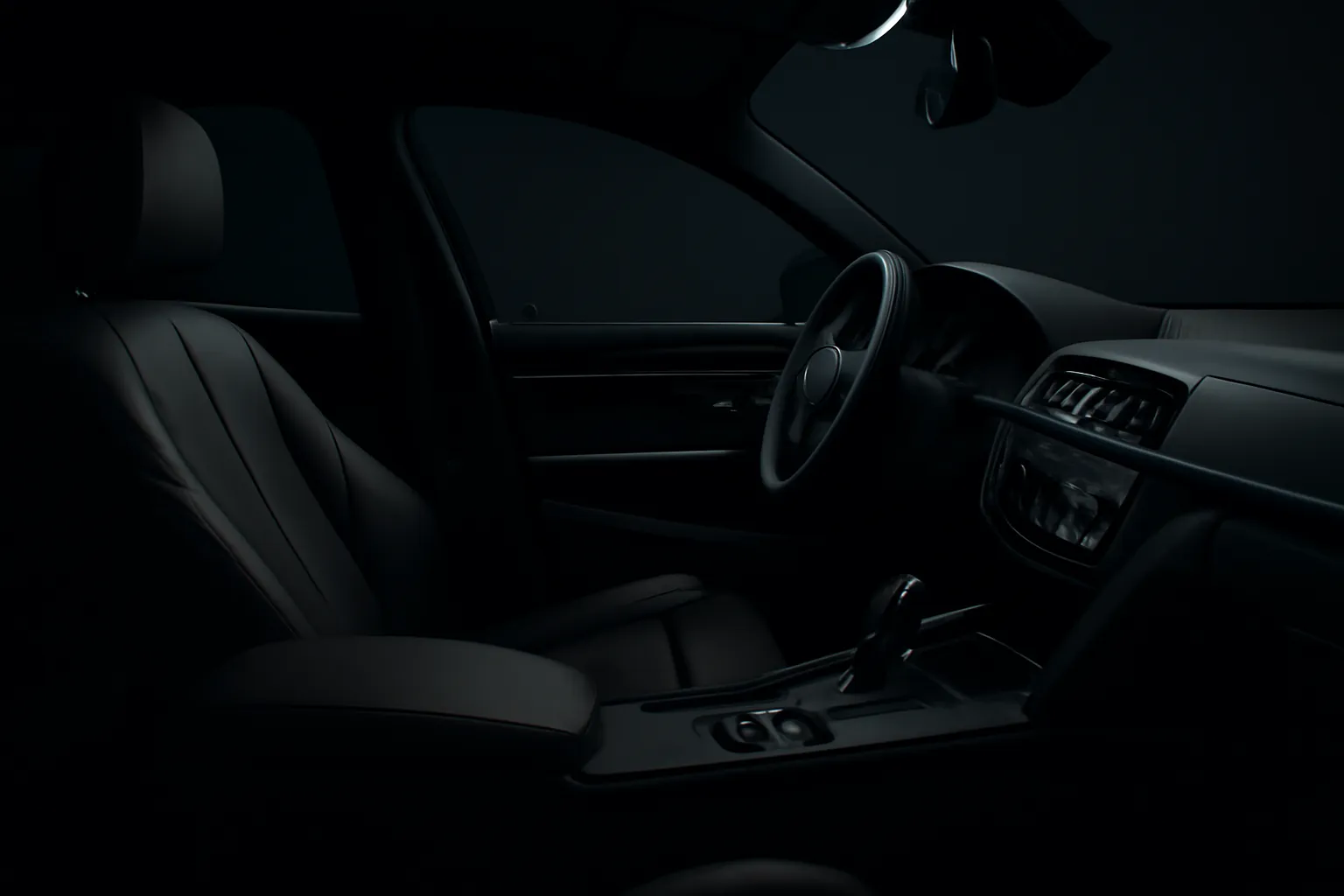 Interno di veicolo executive impeccabile dopo il detailing di manutenzione per flotte